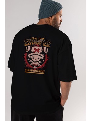 ankhises Chooper Arka Baskılı Siyah Oversize T-Shirt  Erkek Kadın Bisiklet Yaka