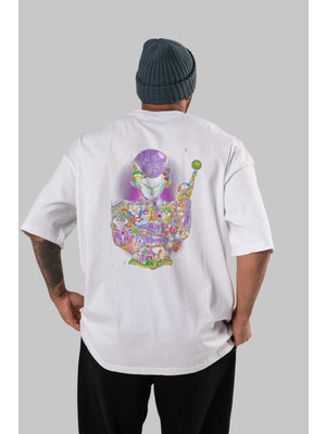 ankhises Dragon Ball Art (4) Anime Arka Baskılı Beyaz Oversize T-Shirt  Pamuk Erkek Kadın
