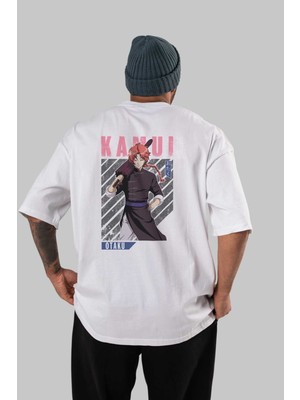 ankhises Kamui Gıntama 1 Anime Arka Baskılı Beyaz Oversize T-Shirt  Pamuk Erkek Kadın