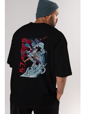 ankhises Monkey D. Luffy Gear5 2 Anime Arka Baskılı Siyah Oversize T-Shirt Erkek Kadın