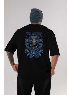 ankhises Marco El Fenıx One Piece Anime Arka Baskılı Siyah Oversize T-Shirt Erkek Kadın