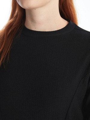 Bisiklet Yaka Dokulu Kadın Elbise