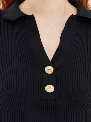 Polo Yaka Kadın Triko Elbise