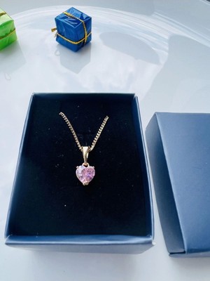 Milagro Pembe Kalpli Rose Gold Gümüş Kolye - Vıp Kararmaz Kolye