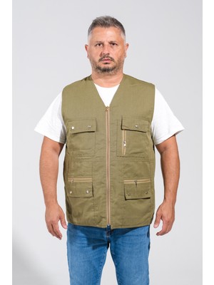4 Mevsim Kullanılabilen Pamuklu Kumaş  Çok Cepli Iş Yelek - Avcı Yelek 8 Beden 5 Renk Seçenekli