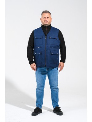 4 Mevsim Kullanılabilen Pamuklu Kumaş  Çok Cepli Iş Yelek - Avcı Yelek 8 Beden 5 Renk Seçenekli