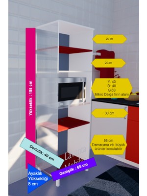 Lavanta Mobilya Idil Mdf Beyaz Çok Amaçlı Mutfak Dolabı (Mikrodalga Fırın Dolabı  Mdf)