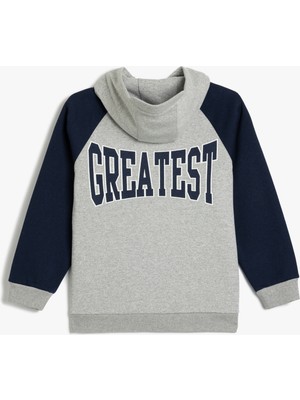 Koton Oversize Fermuarlı Kapşonlu Sweatshirt Fermuarlı Basketbol Baskılı