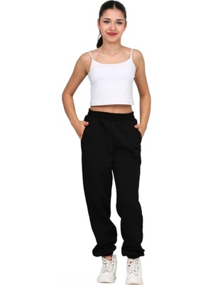 ERDEM KIDS Kız-Erkek Çocuk Paçası Lastikli 3 Iplik Şardonlu Içi Pamuklu Okul Eşofman Altı Pantolon