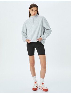 Koton Yarım Fermuarlı Dikiş Detaylı Oversize Spor Sweatshirt