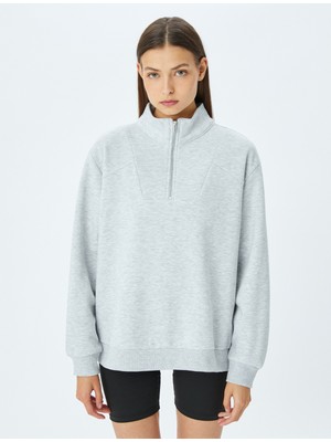 Koton Yarım Fermuarlı Dikiş Detaylı Oversize Spor Sweatshirt