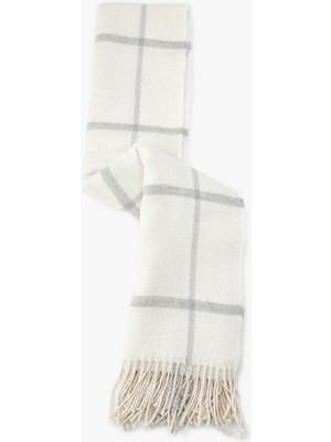 Koton Püsküllü Ekoseli Çok Renkli Uzun Atkı