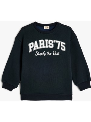 Koton Sweatshirt Slogan Baskılı Uzun Kollu Bisiklet Yaka Pamuklu