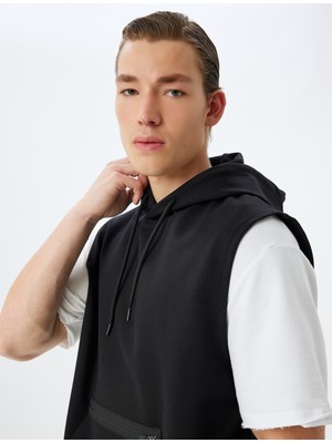 Koton Spor Sweatshirt Oversize Kolsuz Kapşonlu Fermuar Detaylı Viskon Karışımlı Kalın Çelikli Interlok Kumaş