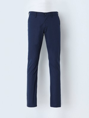 Kip Gece Mavisi Düz Dokuma Slim Fit Casual Pamuk Karışımlı Pantolon