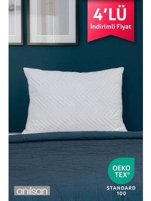 4'lü Klimalı Ortopedik Yastık - Yumuşak ve Hava Kanallı 50X70 Cm, 700 gr Premium Silikon