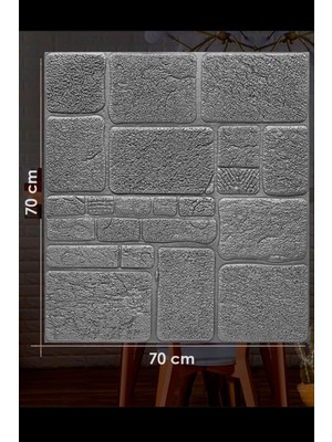 BienHome Yeni 70X70CM 0,50M² Antrasit Kendinden Yapışkanlı Taş Ev Tuğla Kesme Taş Duvar Paneli Köpük Uk-16