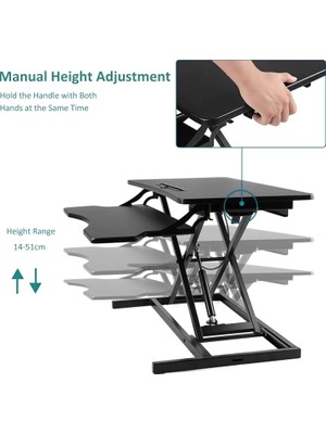 Varsthree Ayakta Çalışma Masası Dönüştürücü - Yüksekliği Ayarlanabilir Ergonomik Çift Katmanlı