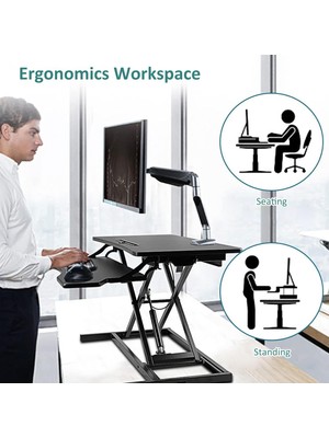 Varsthree Ayakta Çalışma Masası Dönüştürücü - Yüksekliği Ayarlanabilir Ergonomik Çift Katmanlı