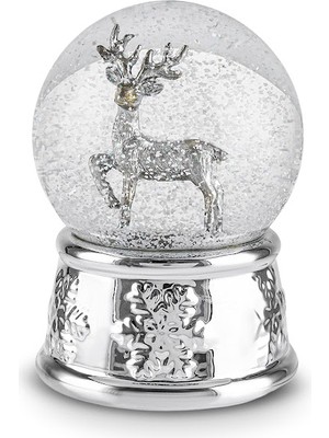 Karaca New Year Yılbaşı Deer Kar Küresi 10X13,6 cm Gümüş