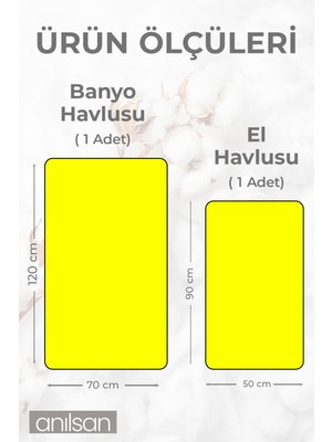 %100 Pamuk 2'li Sarı Havlu Seti - 1 Adet El Havlusu ve 1 Adet Banyo Havlusu