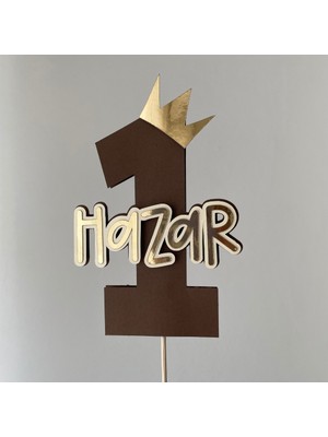 Wenuca Party Shop Kişiye Özel One Pasta Süsü, 1 Yaş Doğum Günü Pasta Üstü Süsü