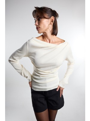 Christina's Storm Cream Draped Light Weight Top