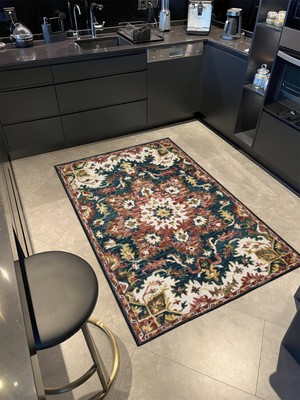 Rugs Modern Kırmızı Mavi Tonlarda Geleneksel Baklavalı Desenli Dokuma Taban Halı MIRAVIP328