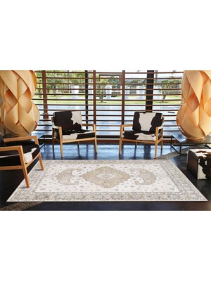 Rugs Modern Krem Geometrik Desenli Dokuma Taban Halı MIRAVIP339