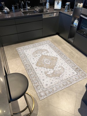 Rugs Modern Krem Geometrik Desenli Dokuma Taban Halı MIRAVIP339