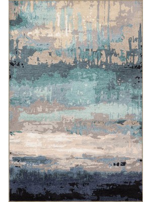 Rugs Modern Pastel Boyalı Mavi Tonlarda Desenli Dokuma Taban Halı MIRAVIP386