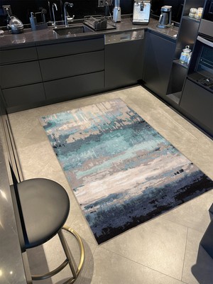 Rugs Modern Pastel Boyalı Mavi Tonlarda Desenli Dokuma Taban Halı MIRAVIP386