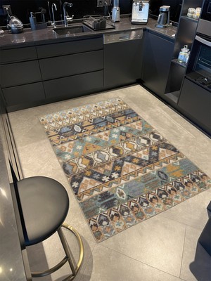 Rugs Modern Kahve Tonlarda Geometrik Desenli Dokuma Taban Halı MIRAVIP389