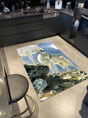 Rugs Modern Hayvan Kurtlar Desenli Dokuma Taban ve Dekoratif Halı MIRAVIP401