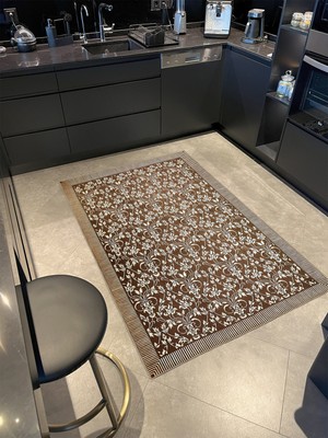 Rugs Modern Modern Çiçekli Kahve Renklerinde Geleneksel Dokuma Taban Halı MIRAVIP499