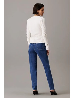 Kadın Mom Jeans Pantolon  - Mavi