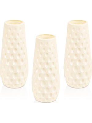 Çiçekmisin 3 Adet Çukur Desenli Plastik Saksı Vazo