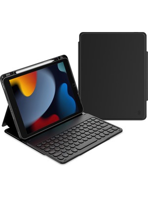 Wiwu iPad 10.2 2021 9.nesil Uyumlu Klavyeli Kılıf  Protective Gizli Kalem Bölmeli Siyah