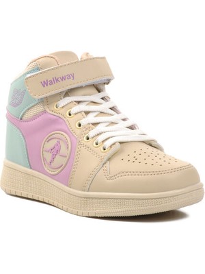 Walkway F Bej Lila Yeşil Çocuk Hi Sneaker