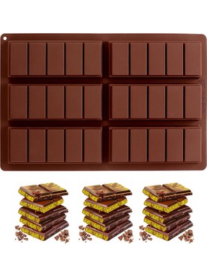 Tahtakale Toptancı Silikon Kalıp Dubai Çikolata Bar ve Kek Çizgili Tablet Dubai Çikolatası Kalıbı 6'lı
