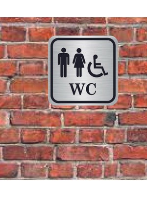 Hediyelikevi Bay Engelli Wc Yazılı Metal Yönlendirme Levhası 15 x 15 cm