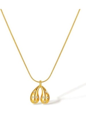 Swen Collection Zirkon Taşlı Gold Renk Çelik Kolye