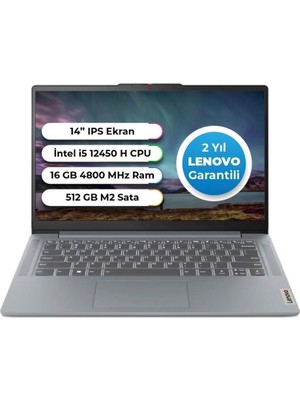 Lenovo Ideapad 3 Slim Case Intel Core İ5-12450H 16GB 512GB SSD Freedos 14 Inç 83EQ0065TR Aydınlatmalı Klavye