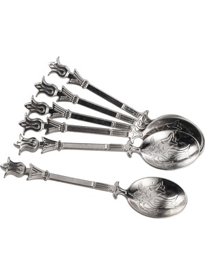 Sena Lale Saplı 6'lı Metal Kaşık (015)