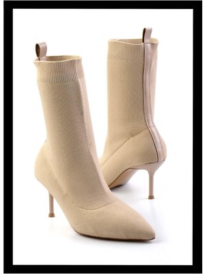 Bambi Bej Triko   Kadın Bot & Bootie K02209033082