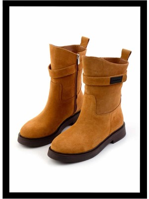 Bambi Camel Süet Hakiki Deri Kadın Bot & Bootie K02041200702