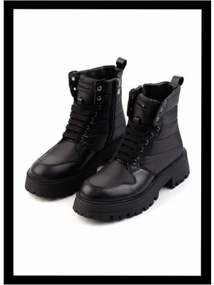 Bambi Siyah  Deri Kadın Bot & Bootie K02351320503