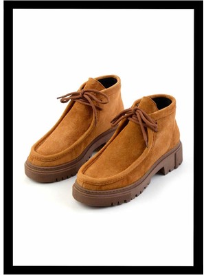 Bambi Camel Süet  Deri Kadın Bot & Bootie K02041200502
