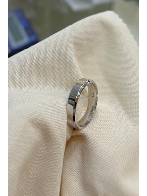 Erer Gümüş Kadın Düz Klasik Alyans Yüzük 5 mm Genişlik 925 Ayar Beyaz Gümüş