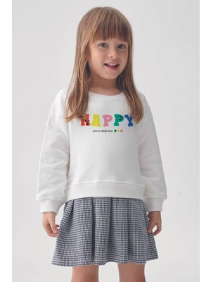 Myada Happy Even On Cloudy Days Sweatshirt Ekose Kareli Etek Takım 22901